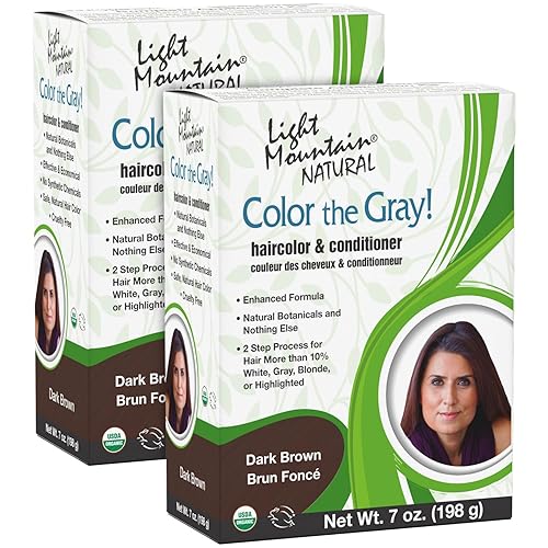 Light Mountain Henna Hair Color & Conditioner, Color the Gray - Dark Brown Hair Dye for Men/Women, 2-Step Chemical-Free, Semi-Permanent Hair Color Beauty & Personal Care LIGHT MOUNTAIN