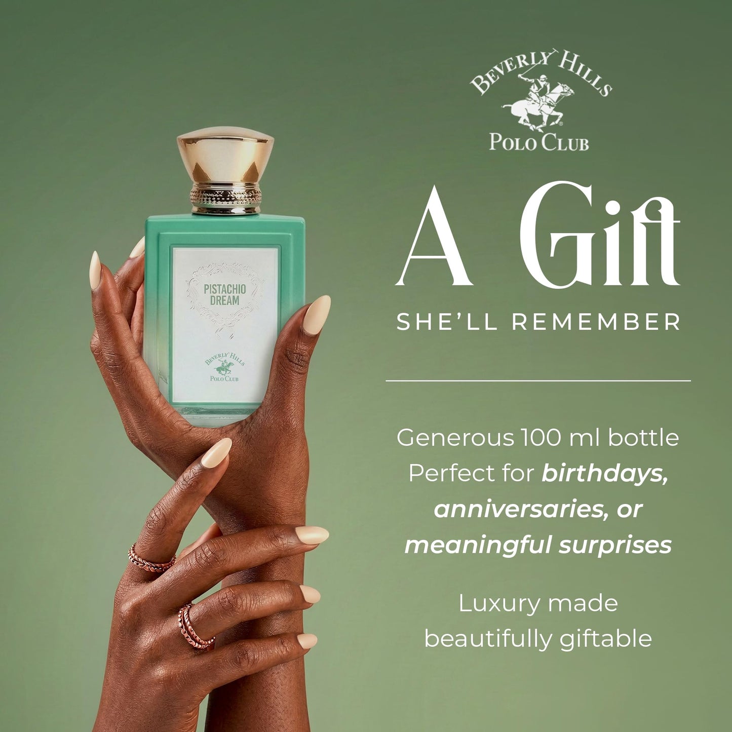 Beverly Hills Polo Club Pistachio Dream Eau de Parfum for Women - Captivating Gourmand Fragrance with Indulgent Pistachio, Sweet Vanilla & Creamy Beauty & Personal Care Beverly Hills Polo Club