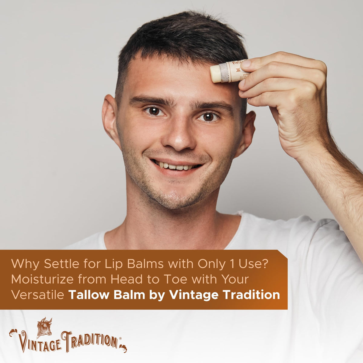 Vintage Tradition Moisturizing Beef Tallow Lip Balm - Unscented Tube Lip Moisturizer for Sensitive Skin Hydrates & Soothes Dry Lips - Grass-Fed Tallow Beauty & Personal Care Vintage Tradition