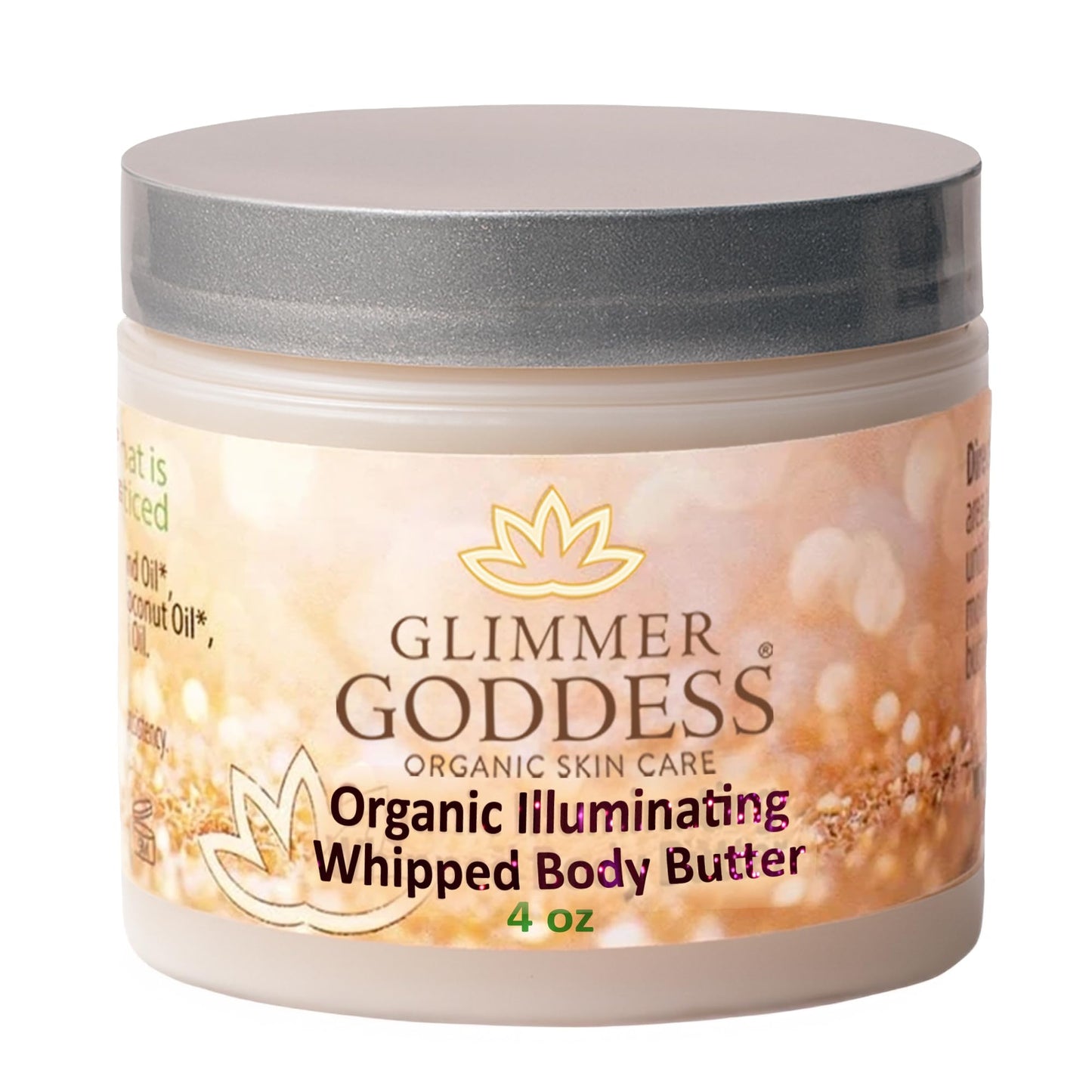 Glimmer Goddess Shimmer Body Butter with Organic Whipped Shea Butter for Hydration, Moisturizing & Silky Natural Glow - Diamond Super, 4 oz Beauty & Personal Care GLIMMER GODDESS