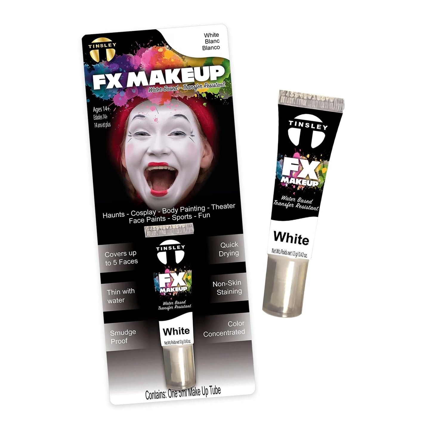 Tinsley Transfers FX Makeup - Face and Body Paint Water-Based Cream 7g / 0.24 oz Tube (White) 1 count Beauty & Personal Care Tinsley Transfers