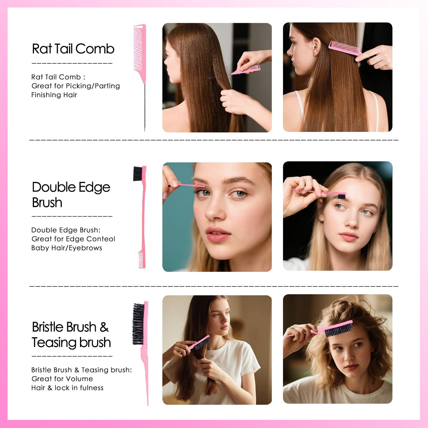11 Pcs Hair Brush Set, Detangle Hair Brush And Spray Bottle, 3 Pieces Smooth Hairbrush For Toddlers, Suitable For Wet and Dry Hairstyles, Suitable Beauty and Personal Care FlyLanyards
