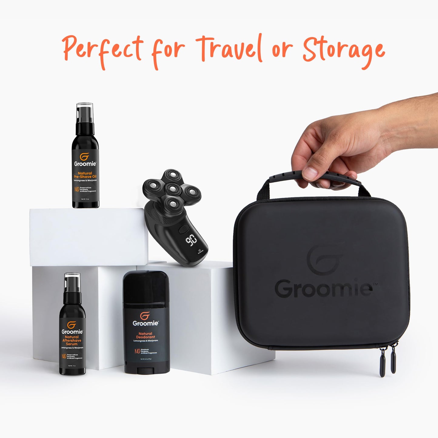 Groomie Travel Case for BaldiePro Electric Head Shaver for Men - Sleek Hard Case for Shaving Kit - Portable On-the-Go Accessory for Head Shaver Beauty and Personal Care Groomie