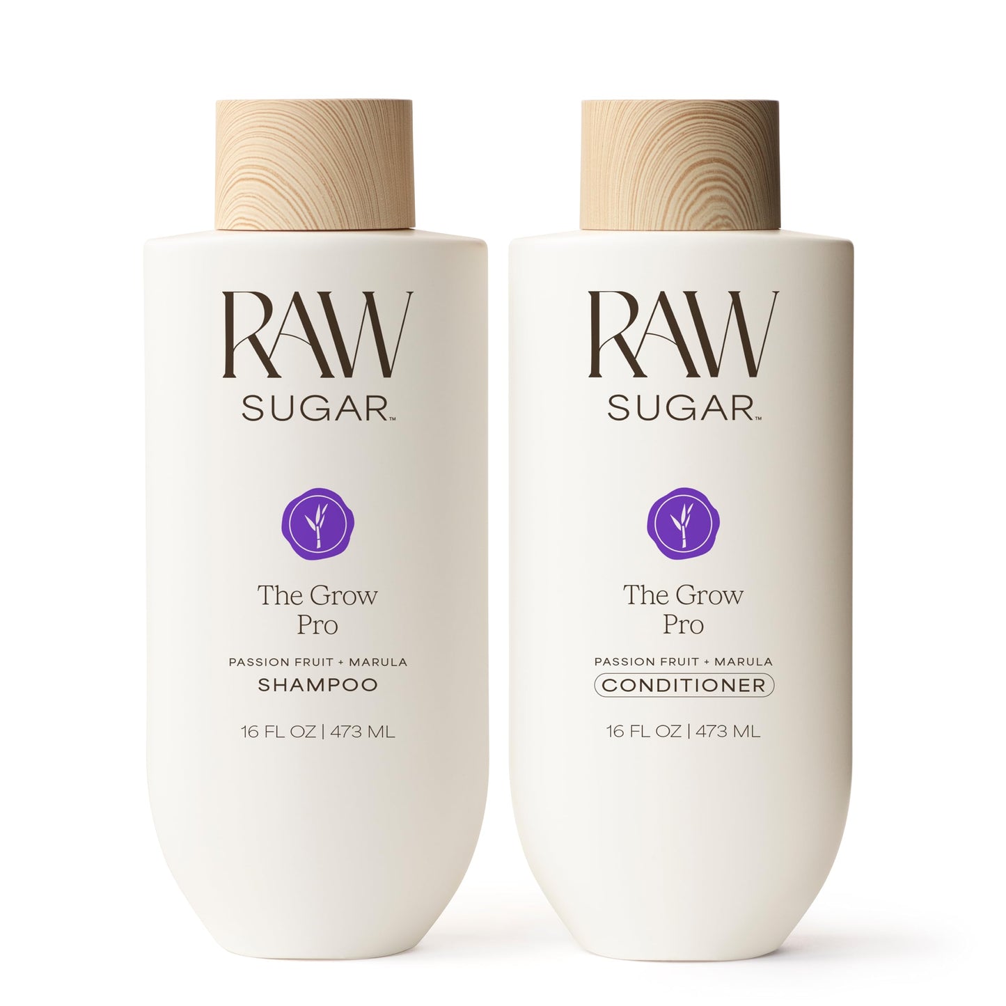 Raw Sugar Grow Pro Hair Care Bundle- Shampoo & Conditioner with Vegan Biotin for Anti-Thinning & Pro-Lengthening, Passion Fruit & Marula for Fuller Beauty & Personal Care RAW SUGAR