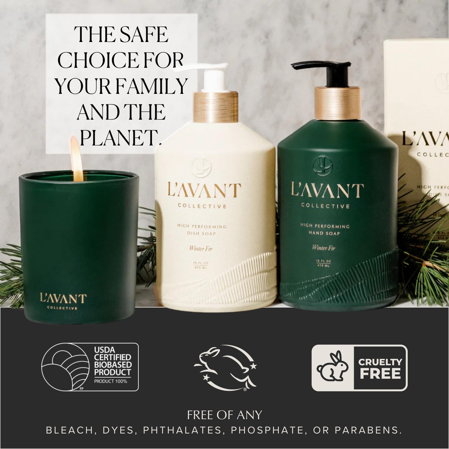 L'AVANT Collective Natural Luxury Hand Soap Refill | Plant-Based, Non-Toxic & Moisturizing, Refill for Glass Bottle, 32 Fl Oz | Winter Fir Beauty & Personal Care L'AVANT Collective