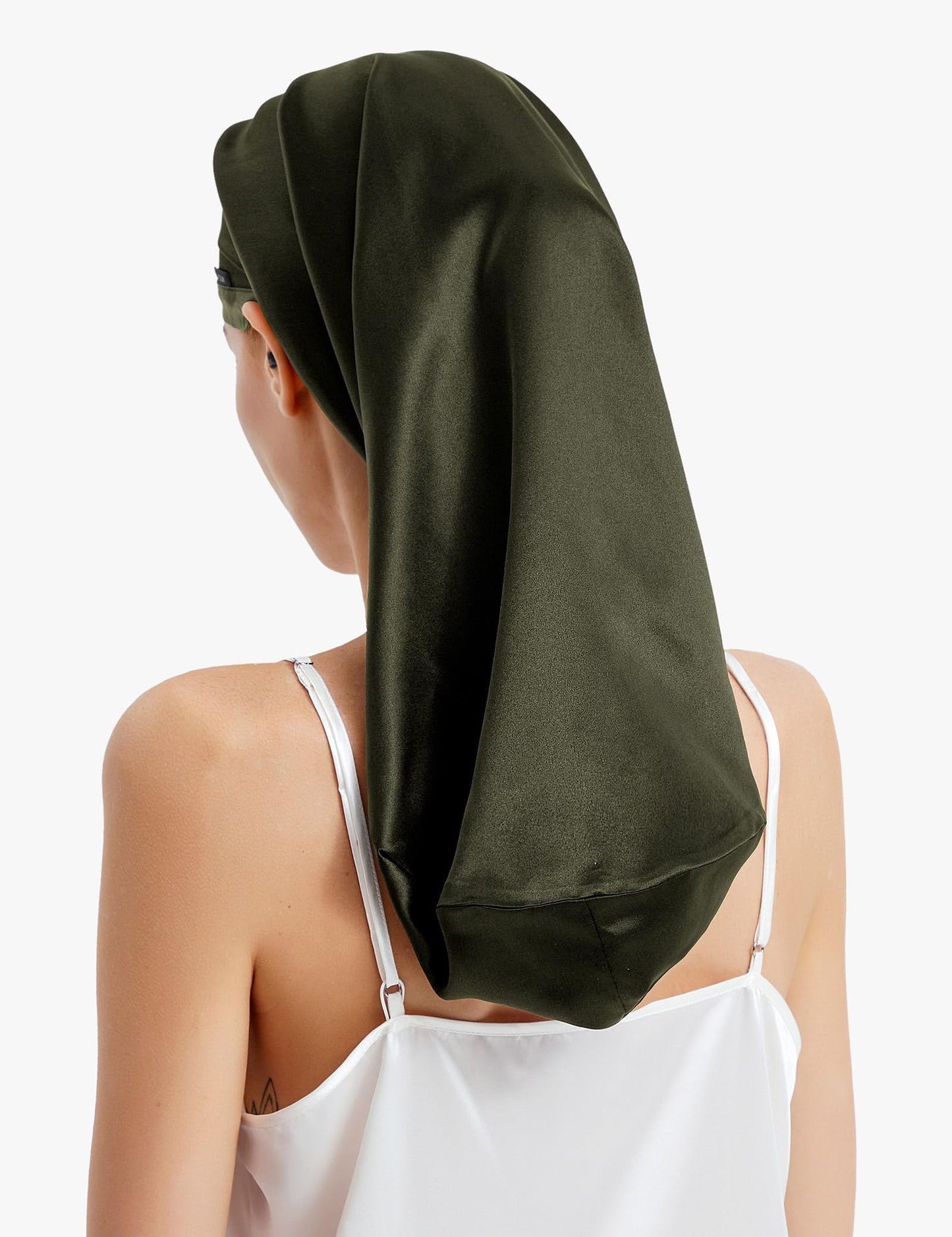 LilySilk 100% Silk Bonnet Mulberry 19 Momme Silk Sleep Cap Long for Curly Hair Night Cap for Sleeping, Silk Hair Wrap for Women Olive Green Beauty and Personal Care LilySilk