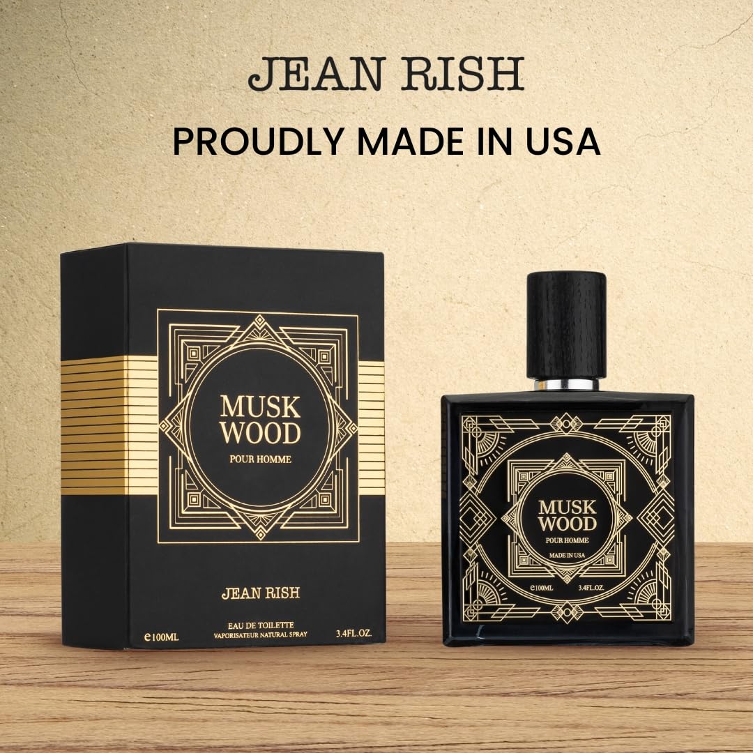 Jean Rish Musk Wood Perfume for Men Eau De Toilette, Long-Lasting Luxury Fragrance, Made In USA - Bergamot, Rose, Cedar, Sandalwood, Musk Scent Beauty & Personal Care Jean Rish