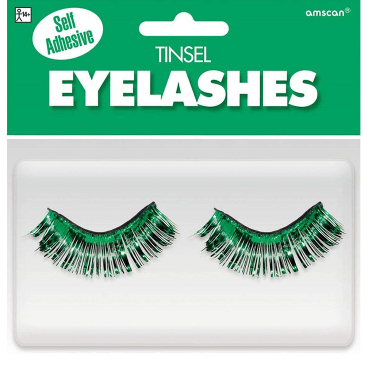 Green Tinsel False Eyelashes - 0.5" x 1" (1 Pair) - Stunning Lashes For Parties & Festivals Beauty & Personal Care Amscan