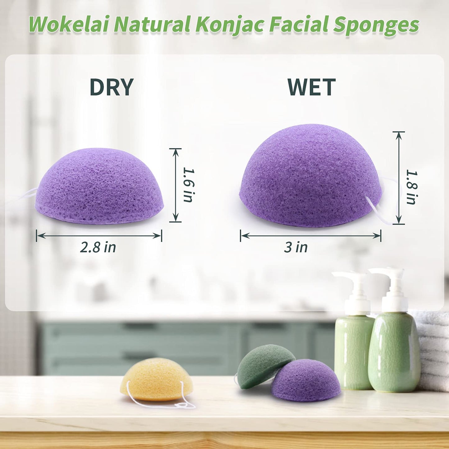 Konjac Facial Sponges for Cleansing Exfoliating - Konjac Face Sponge for Washing Face Body, Natural Cleaning Puff Buff Scrubber for Shower Bath SPA Beauty & Personal Care wokelai
