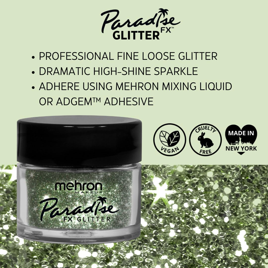 Mehron Makeup Paradise Glitter FX | Professional Cosmetic for Makeup & Art | Vibrant & Shimmering Loose Glitter .25 oz (7 g) (Pastel Green) Beauty & Personal Care Mehron