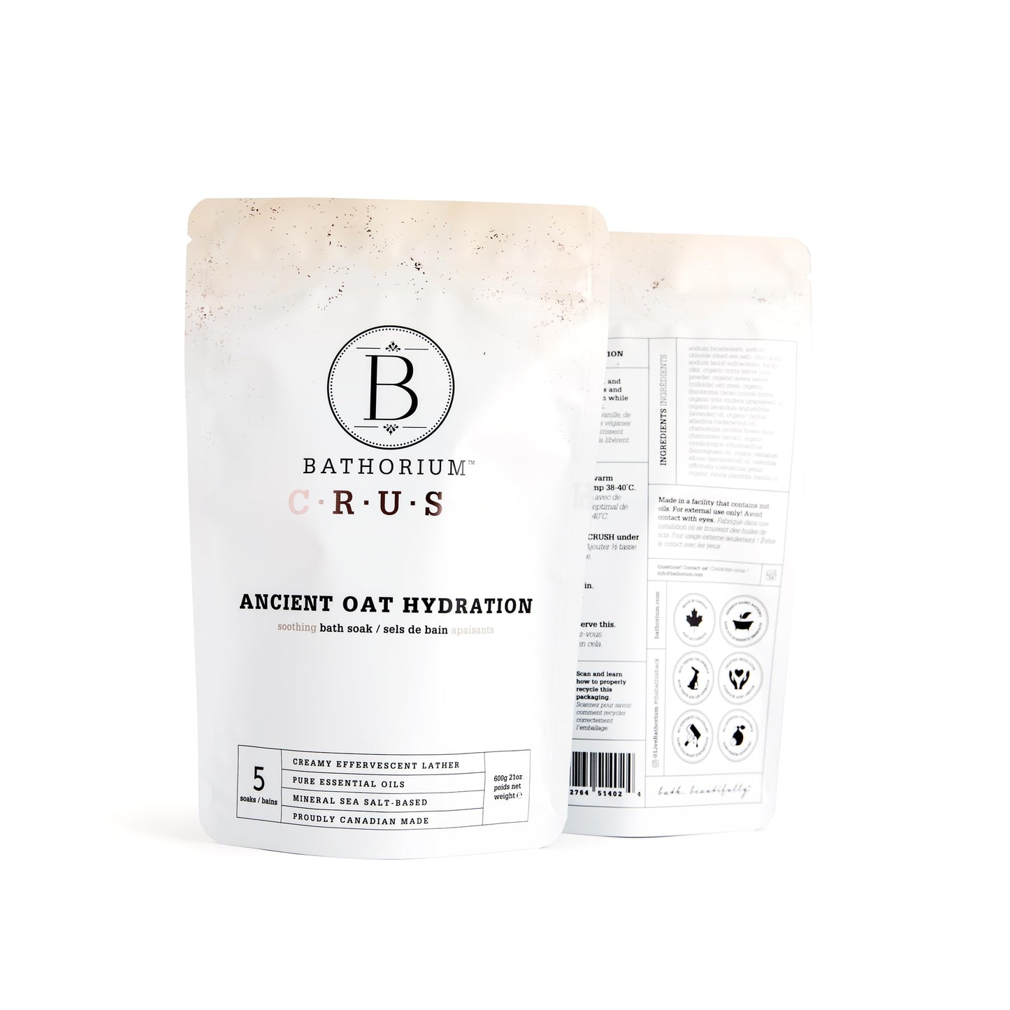 Bathorium Ancient Oat Hydration Crush, Mineral Sea Salt Bath Soak, Skin-Soothing Colloidal Oats, Light Floral Fragrance, pH-Balanced, Approximately 5 Beauty and Personal Care Bathorium