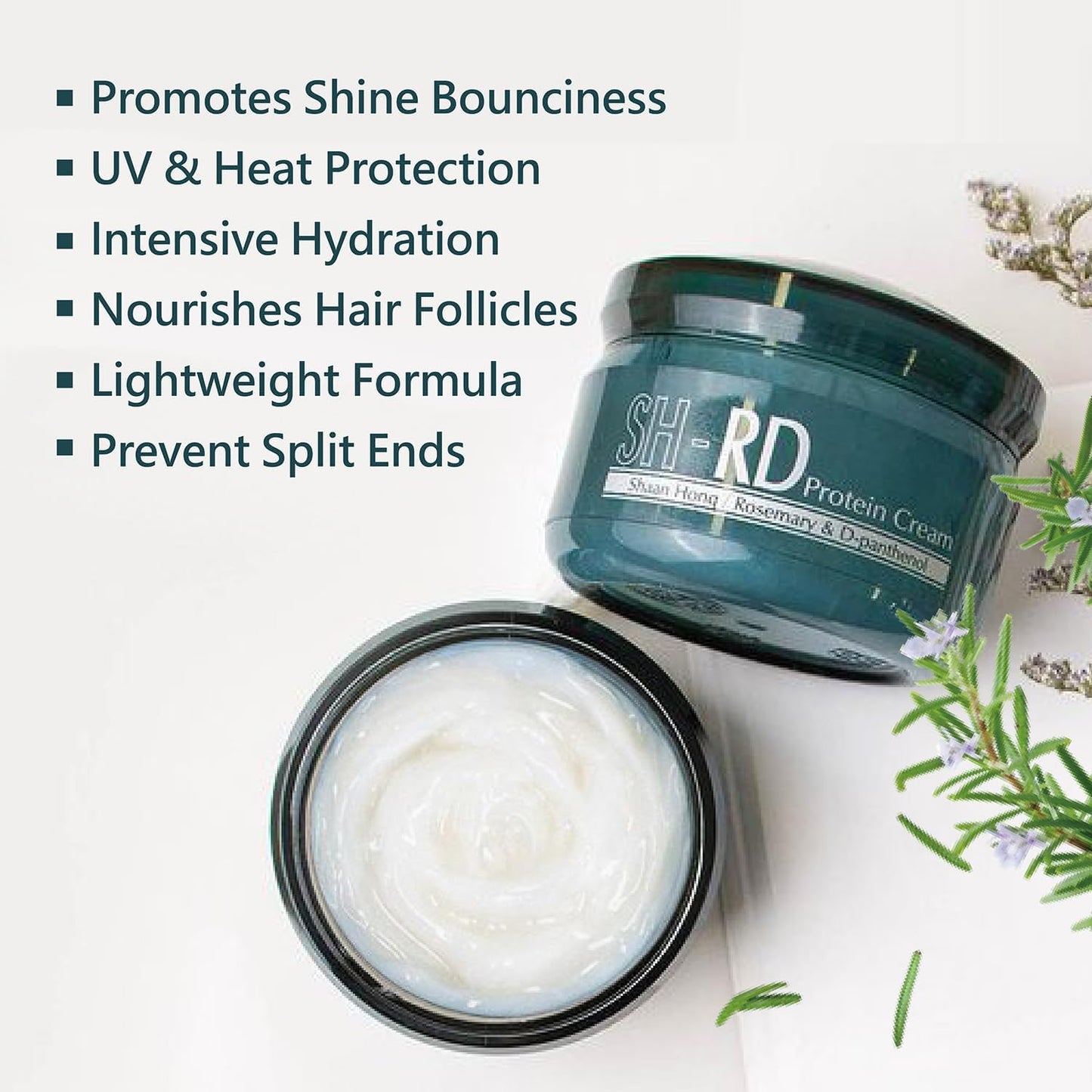 SH-RD Protein Cream for Dry Damaged Hair, 2.71oz/80ml - Leave-In Conditioner with Rosemary Extract, Hydrolyzed Silk Protein to Restore, Revitalize Beauty & Personal Care SH-RD