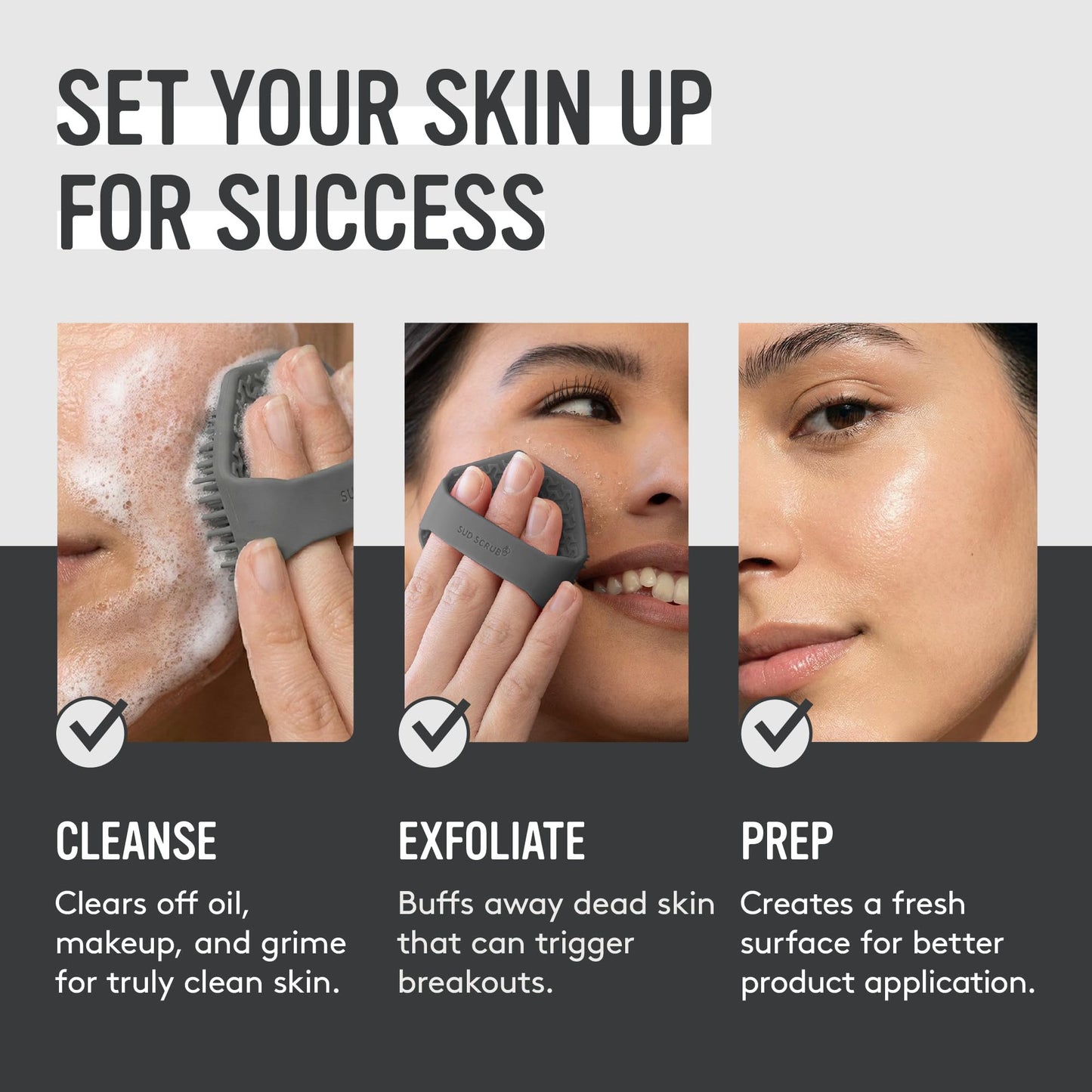Sud Scrub® Antimicrobial Silicone Face Scrubber, 1 Pack, Gentle Face Exfoliator for Sensitive Skin, Eco Friendly Facial Cleansing Brush, Exfoliating Beauty and Personal Care Sud Scrub