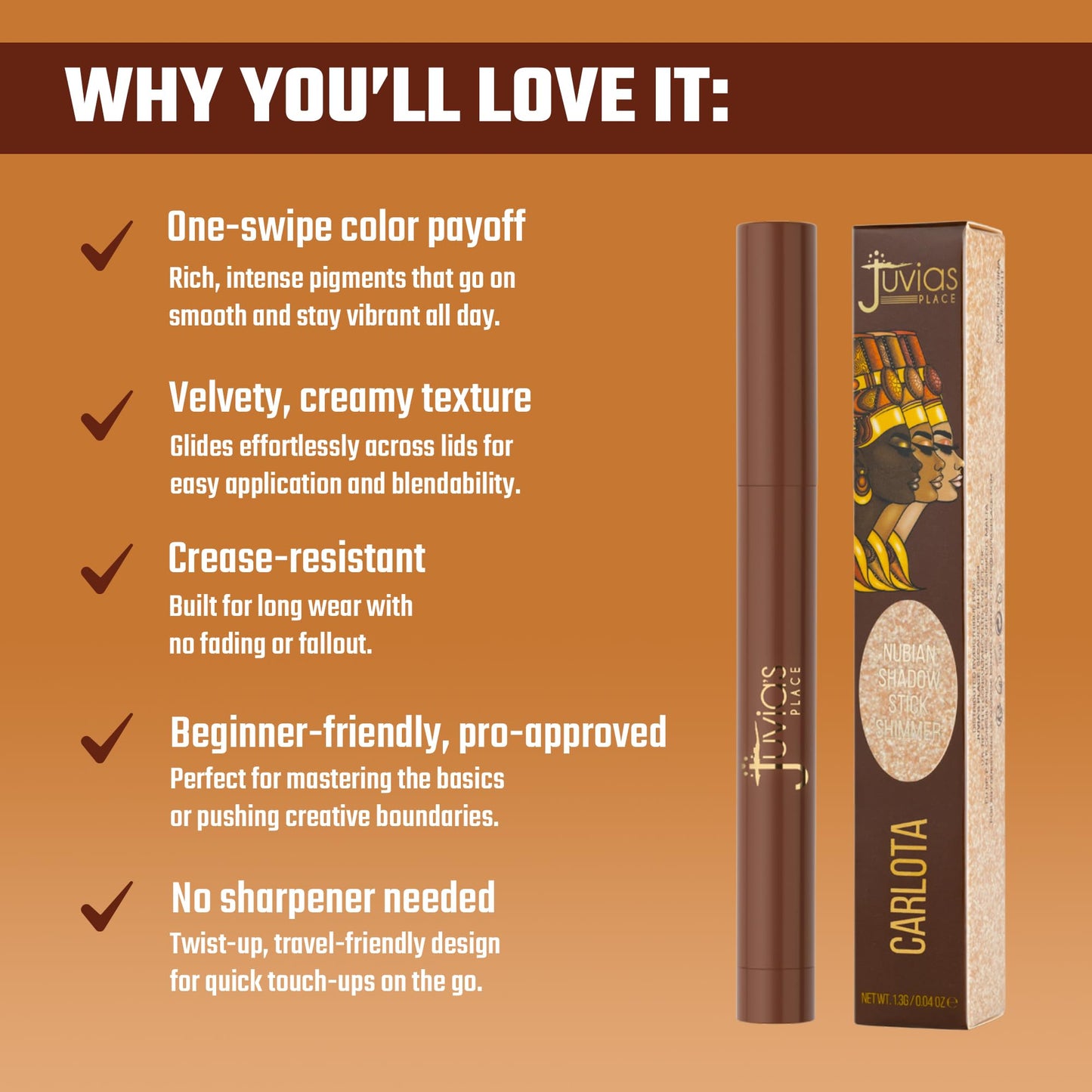 Juvia's Place Nubian Eyeshadow Stick Shimmer - Carlota - Waterproof, Buildable Eye Shadow Stick for Women - Long-Lasting, Crease-Proof, Easy… Beauty & Personal Care Juvia's Place