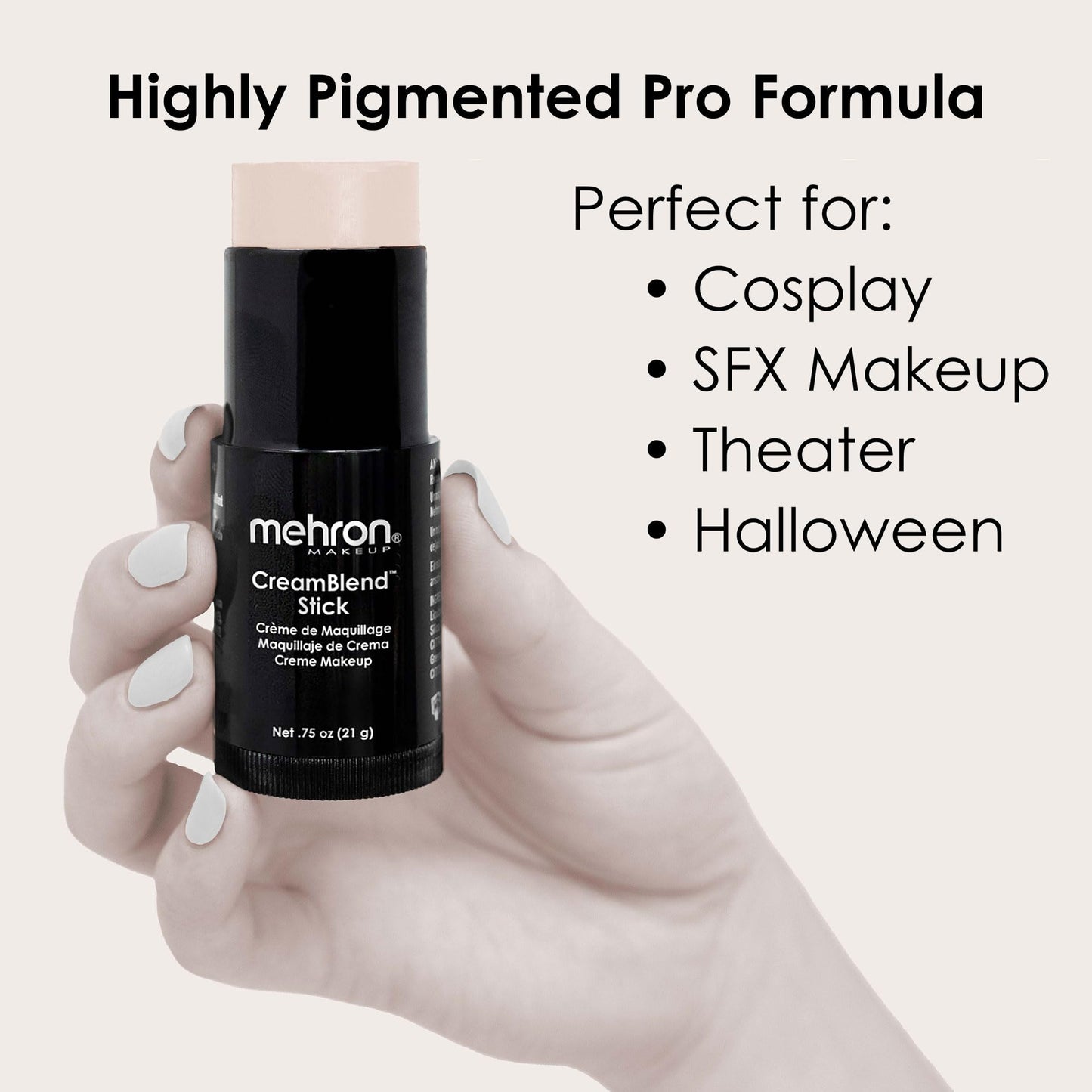 Mehron Makeup CreamBlend Stick | Face Paint, Body Paint, & Foundation Cream Makeup | Perfect for Halloween .75 oz (21 g) (Butterfly Ivory) Beauty & Personal Care Mehron