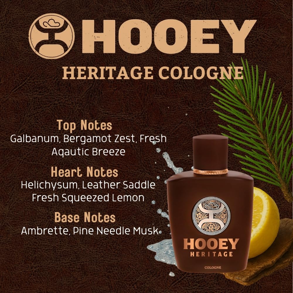 HOOEY Heritage Men’s Cologne - Sophisticated & Bold Fragrance for Men - Leather Saddle, Pine Needle Musk, Fresh Aquatic Breeze - Long-Lasting Men’s Beauty & Personal Care HOOEY
