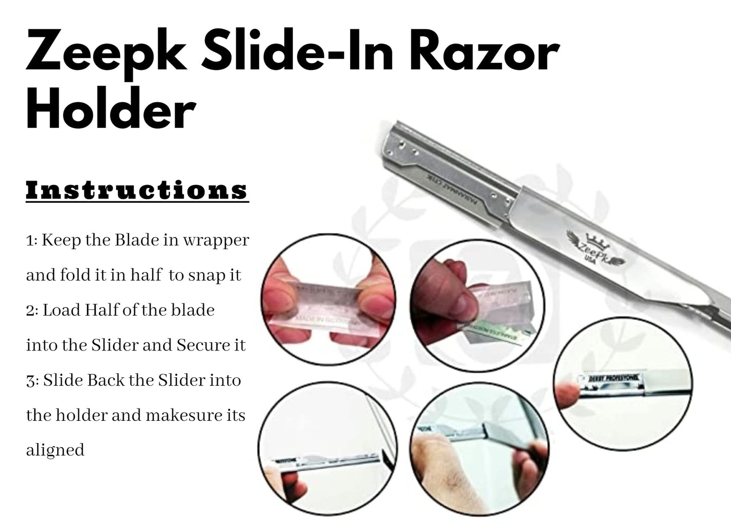 Barbero Cuchilla Barber Razor Straight Clean Shav Free Blades Salon Shaving Classic Stainless Steel (White Razor Holder) Beauty and Personal Care Liberty Supply