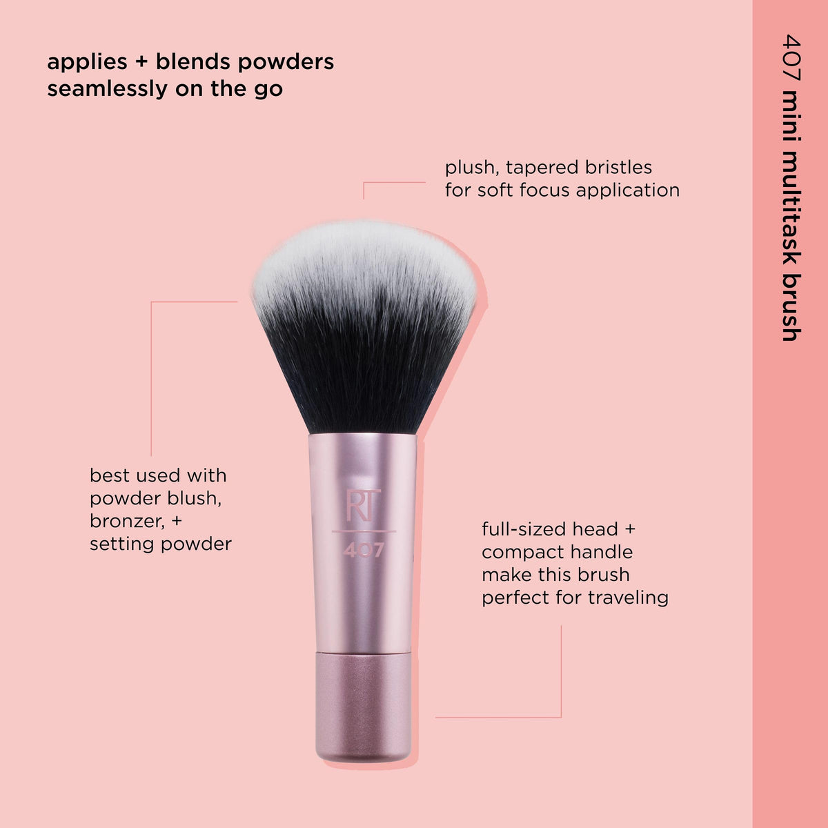 Real Techniques Mini Multitask Makeup Brush for Blush, Bronzer & Powder