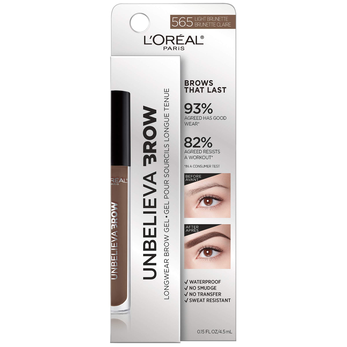 L'Oreal Paris Unbelieva-Brow Longwear Waterproof Tinted Brow Gel, Smudge-resistant, Transfer- Proof, Quick Drying, Easy and quick application