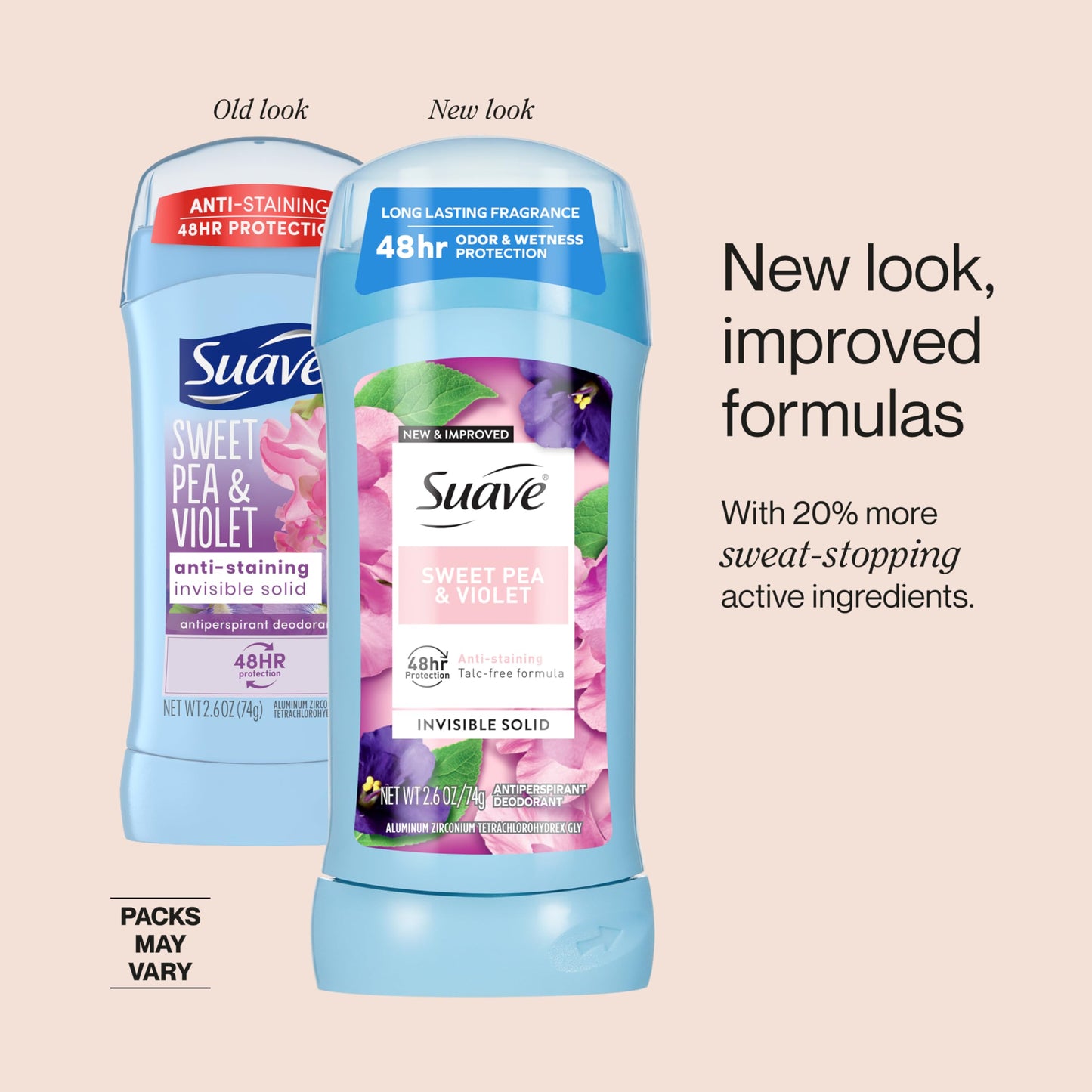 Suave Invisible Solid Deodorant Sweet Pea 2.6z, 3 Pack Beauty and Personal Care Suave