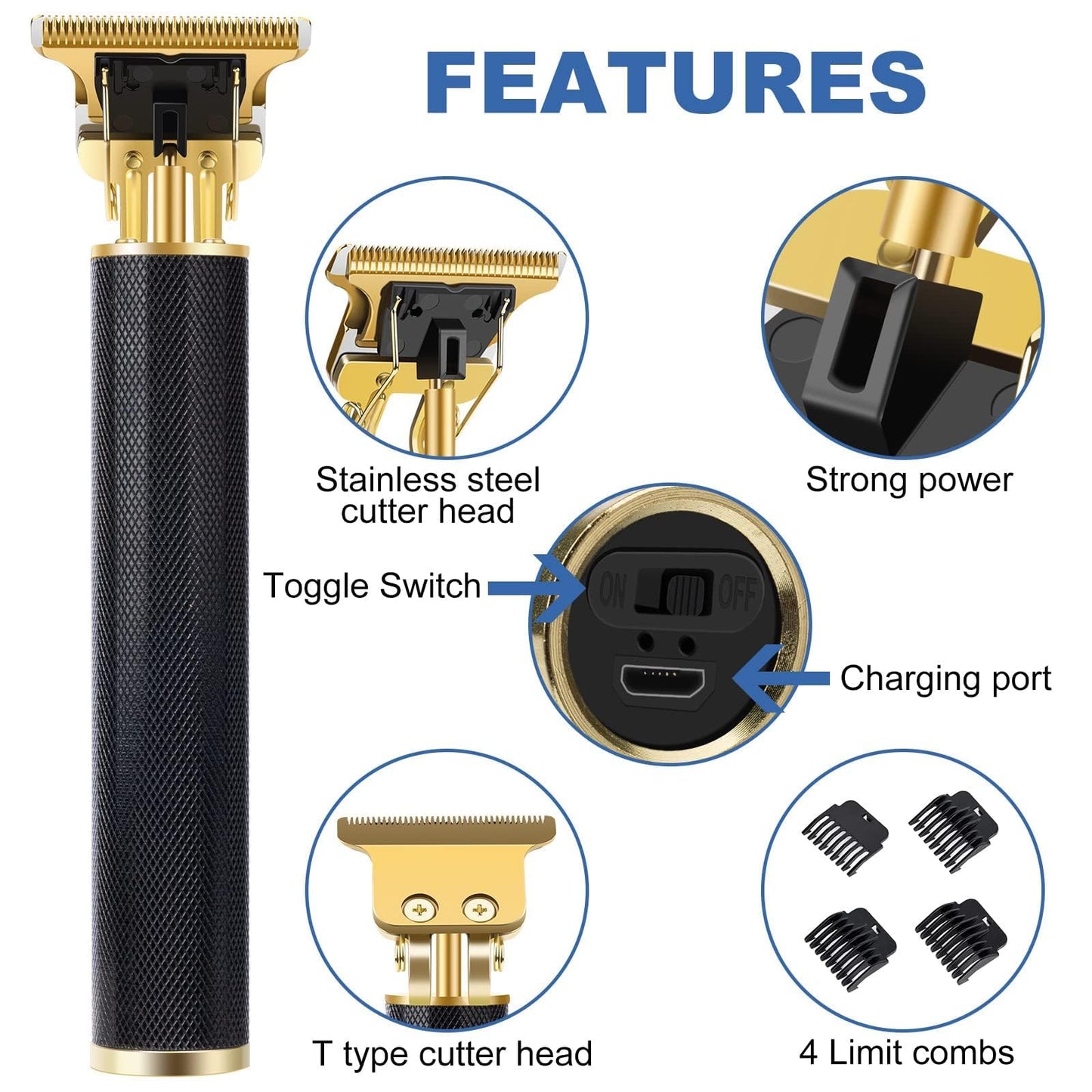 YOGINGO Professional Hair Trimmer for Men, Beard Trimmer Hair Clippers for Men, Cordless Rechargeable Hair Trimmer Metal Body Cutting Grooming Beauty and Personal Care YOGINGO