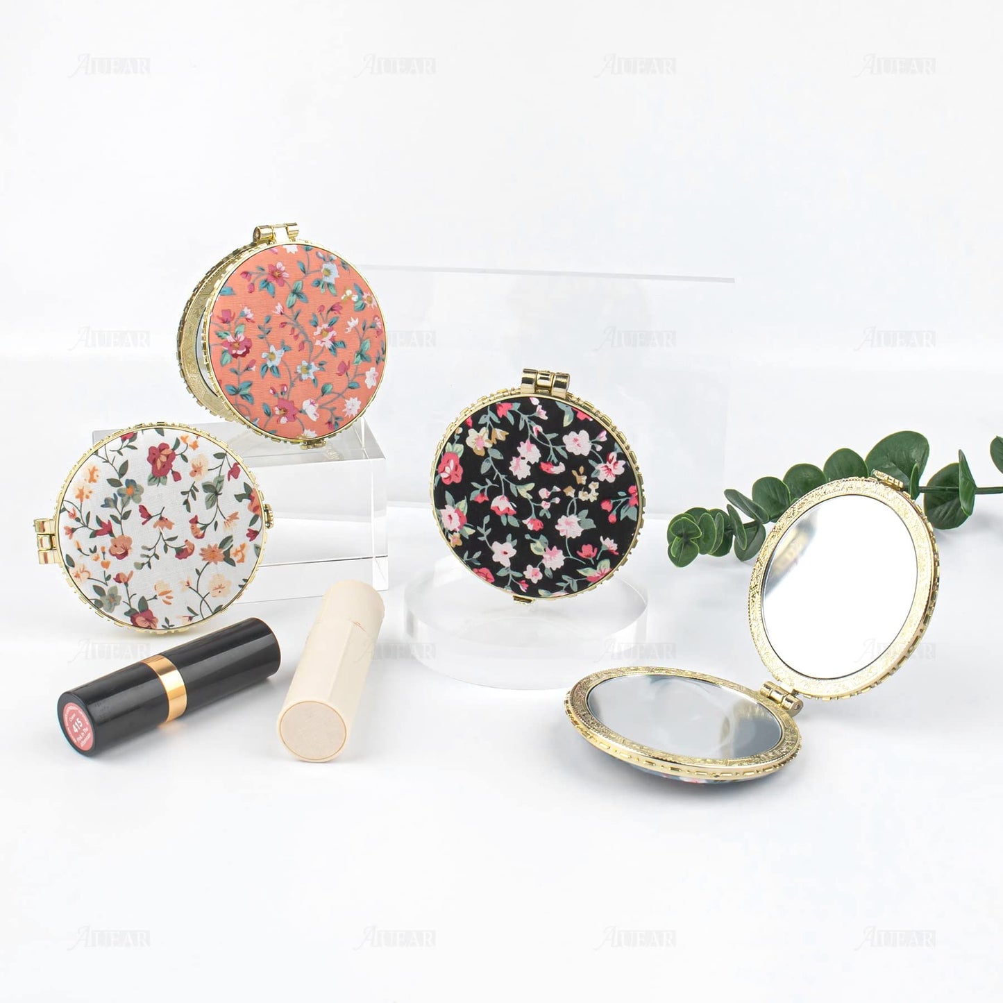 AUEAR, 4 Pack Retro Floral Makeup Compact Small Pocket Purse Mirrors Beauty Handheld Folding Portable Travel for Women Lady Beauty & Personal Care AUEAR