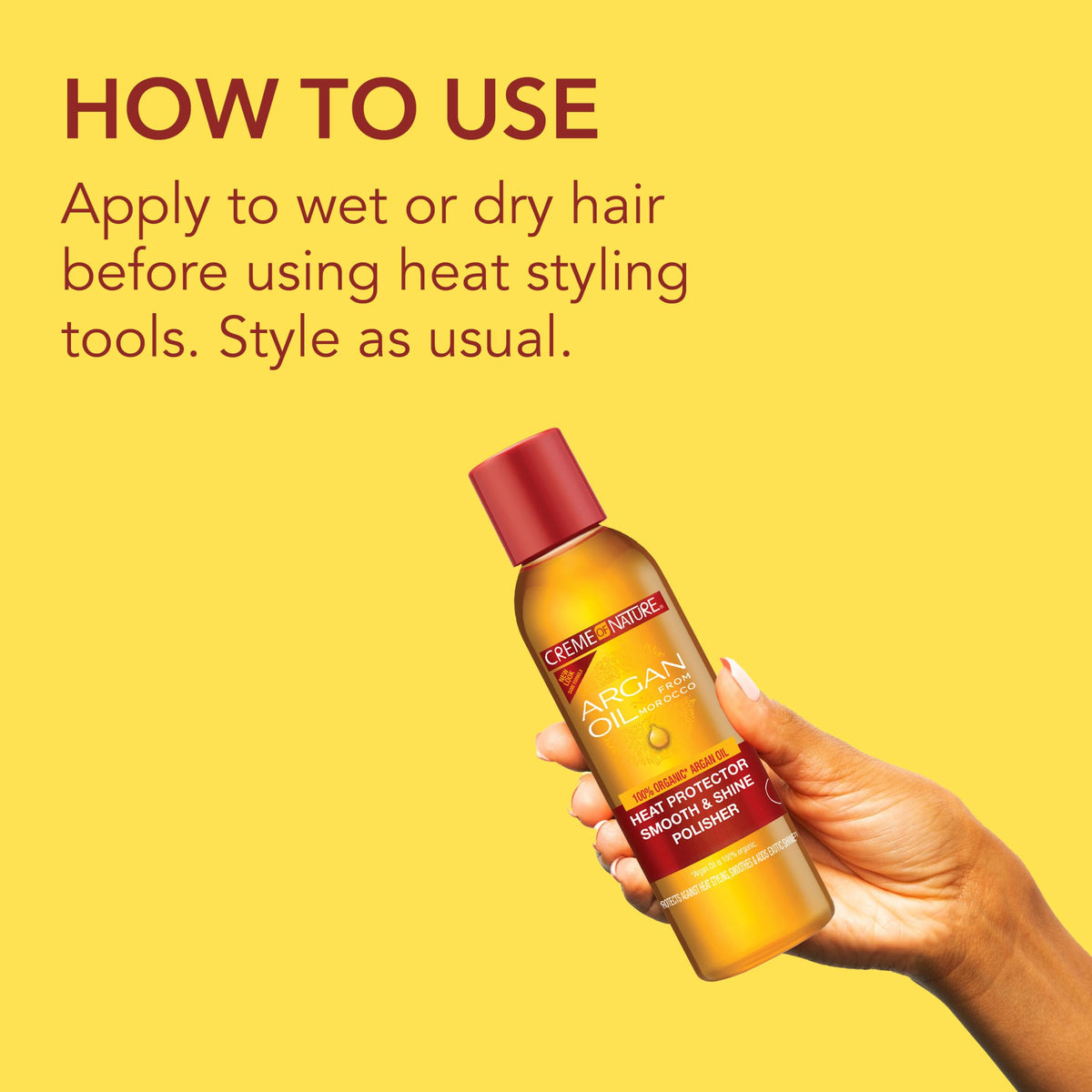Creme of Nature Heat Protector Smooth & Shine Polisher, Smooths Hair, Protects Up to 450°F, Infused with Argan Oil, Stocking Stuffer for Women, 4 fl Beauty & Personal Care Creme of Nature