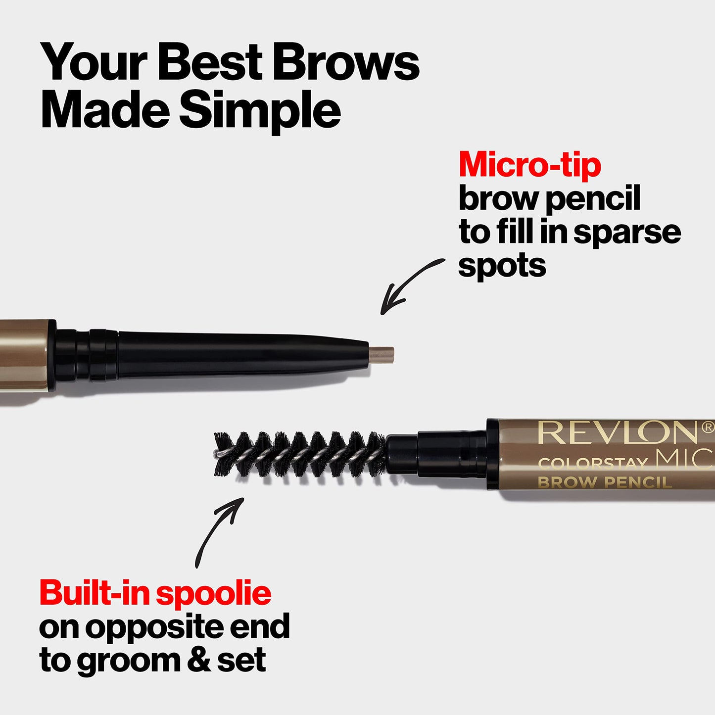 Revlon ColorStay Micro Eyebrow Pencil with Built In Spoolie Brush, Infused with Argan and Marula Oil, Stocking Stuffer for Her, 454 Medium Brown Beauty & Personal Care REVLON