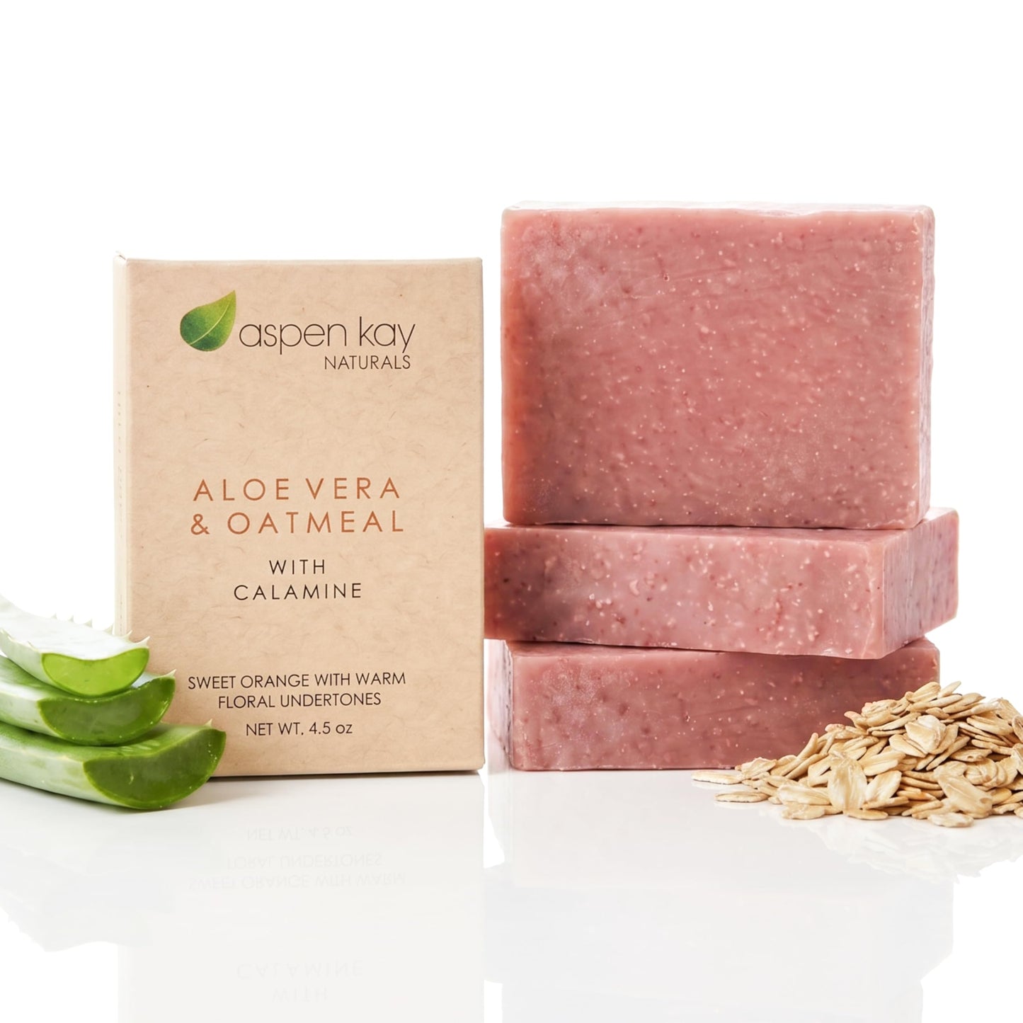 Aloe Vera & Oatmeal Soap Bar with Calamine, Natural & Organic Ingredients - Organic Aloe Vera & Colloidal Oats. Face & Body - for Men, Women & Teens Beauty & Personal Care Aspen Kay Naturals