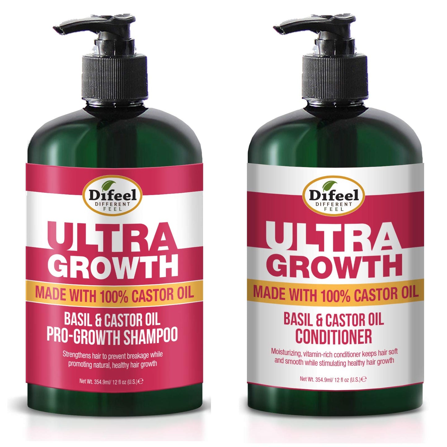 Difeel Ultra Growth Shampoo and Conditioner Set - Includes 12 oz Each of Shampoo and Conditioner, Promotes Growth, Ideal for Thinning Hair, Basil Beauty & Personal Care Difeel