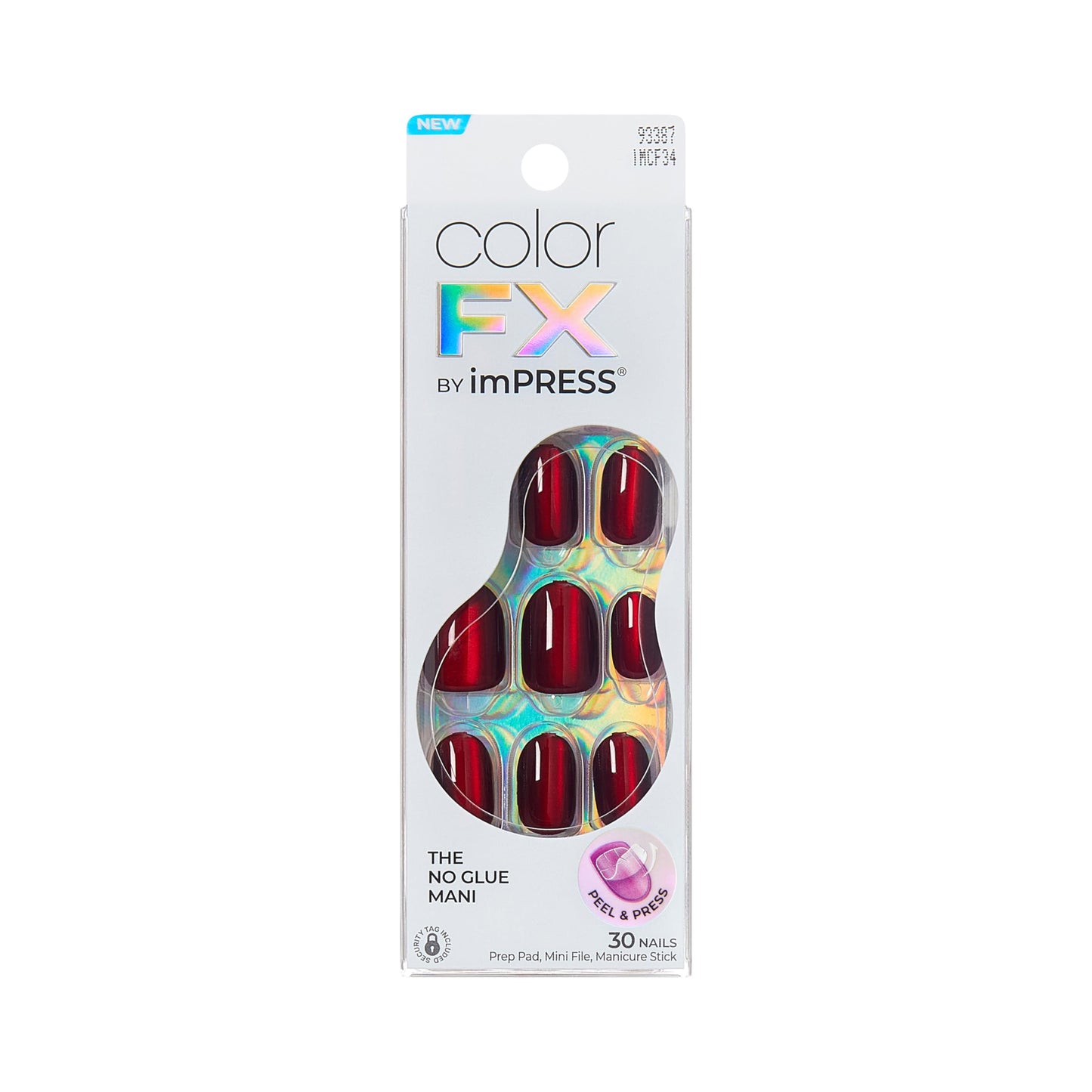 Kiss colorFX by Impress Press On Nails, Hidden Gem, 30 No Glue Peel and Stick Nails Kit with IMPROVED Adhesive, Red Short Oval Chrome Effect, Includes Beauty and Personal Care imPRESS Default Title