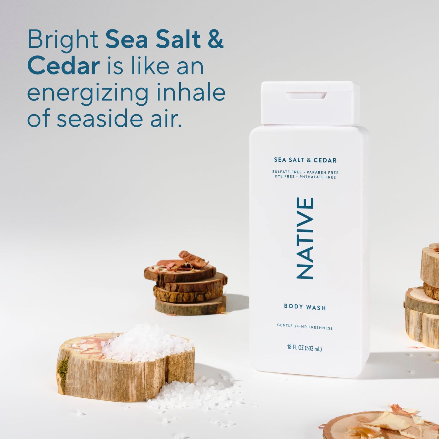 Native Sea Salt & Cedar Scent 24-Hr Refreshing Clean Body Wash for Men & Women, for All Skin Types Incl. Sensitive, Leaves Skin Feeling Clean & Soft Beauty & Personal Care Native