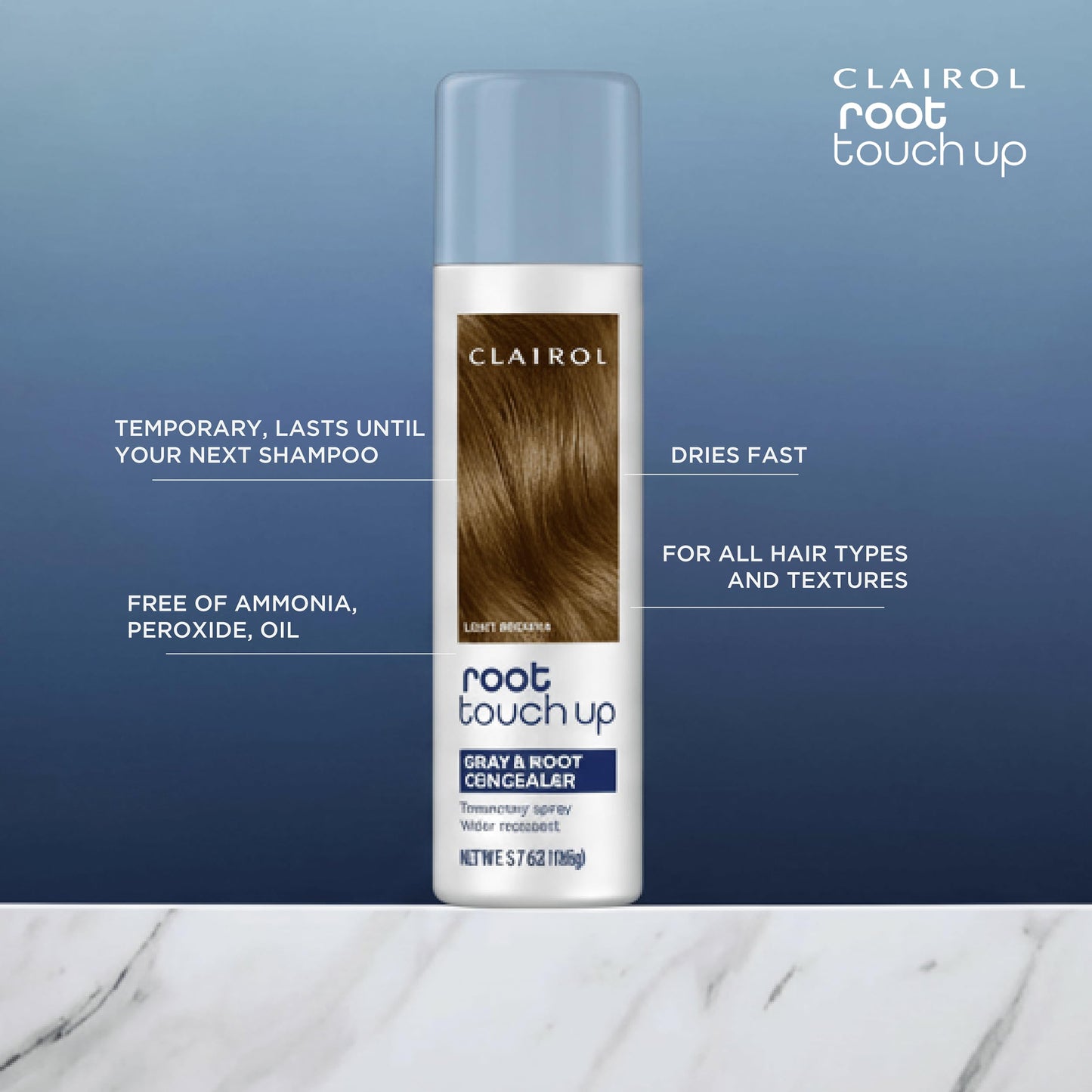 Clairol Root Touch-Up Temporary Hair Coloring Spray, Light Brown Hair Color | Instant Natural-Looking Gray Root Coverage | Ammonia Free | Lightweight Beauty and Personal Care Clairol