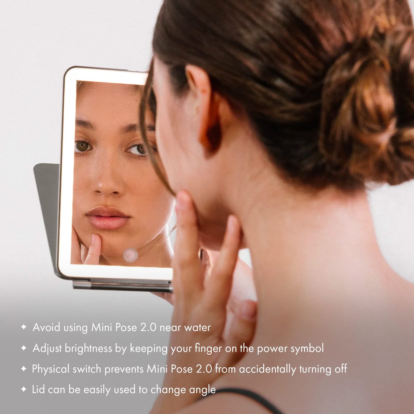 Vanity Planet Handheld Makeup Mirror with Lights, Mini Pose 2.0 (Blush) - Travel LED Mirror with 3X & 5X Magnification - Dimmable Lighting & Micro-USB Beauty & Personal Care Vanity Planet