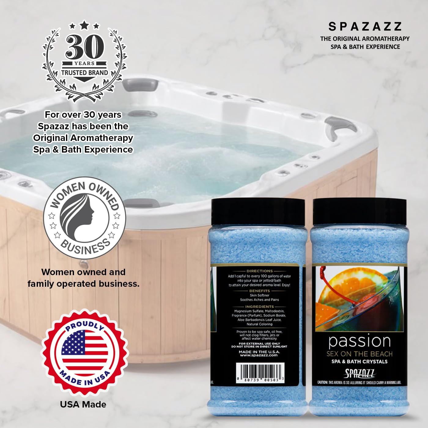 Spazazz Aromatherapy Spa & Hot Tub Bath Salt Crystals - 17 oz Set The Mood Sex On The Beach - Passion - Magnesium Sulfate Mineral & Epsom Salt Beauty and Personal Care Spazazz
