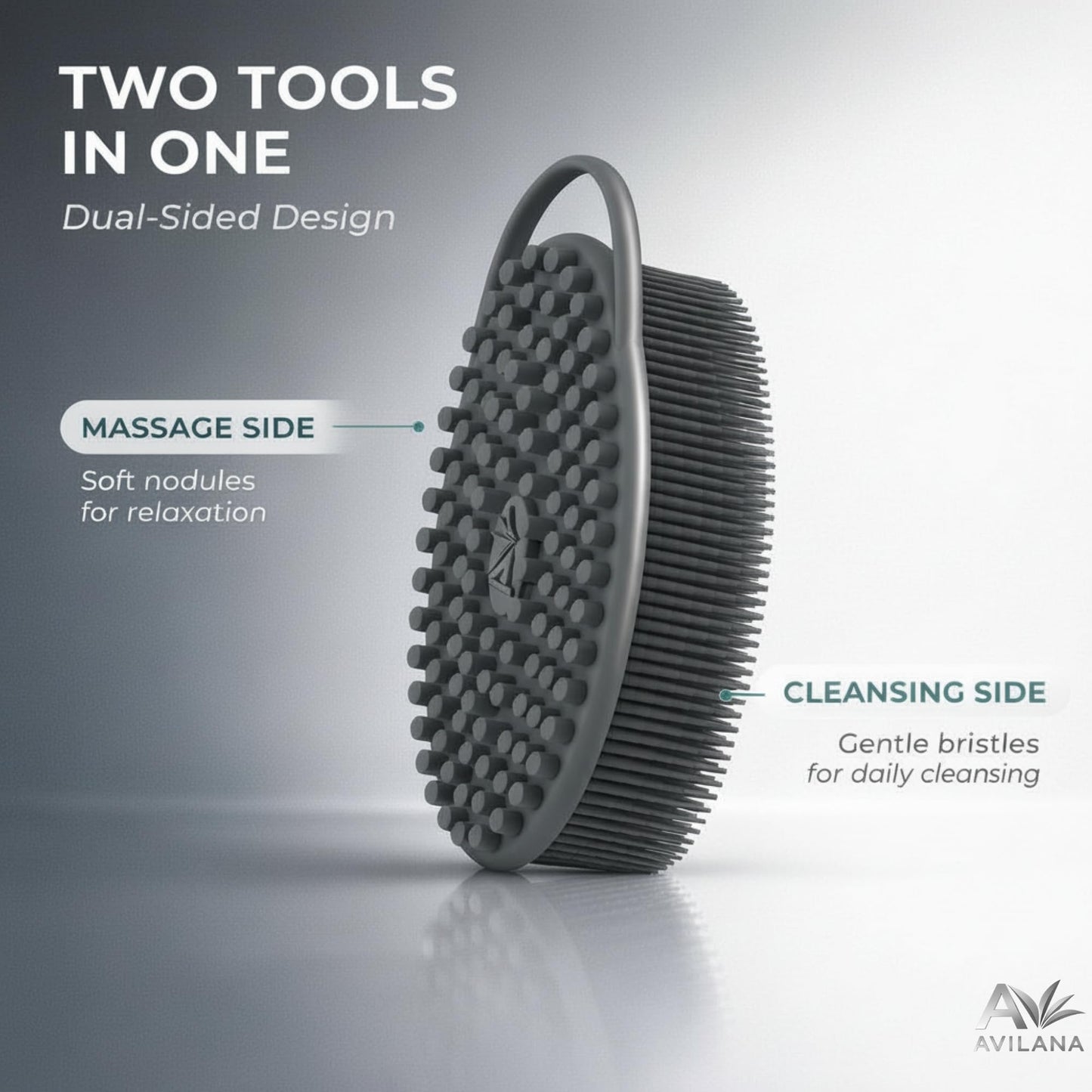 Avilana Premium Silicone Body Scrubber - Trusted Since 2017 - SGS Certified Food Grade Dual Sided Bath Brush, Quick-Dry Exfoliating Loofah Beauty and Personal Care Avilana
