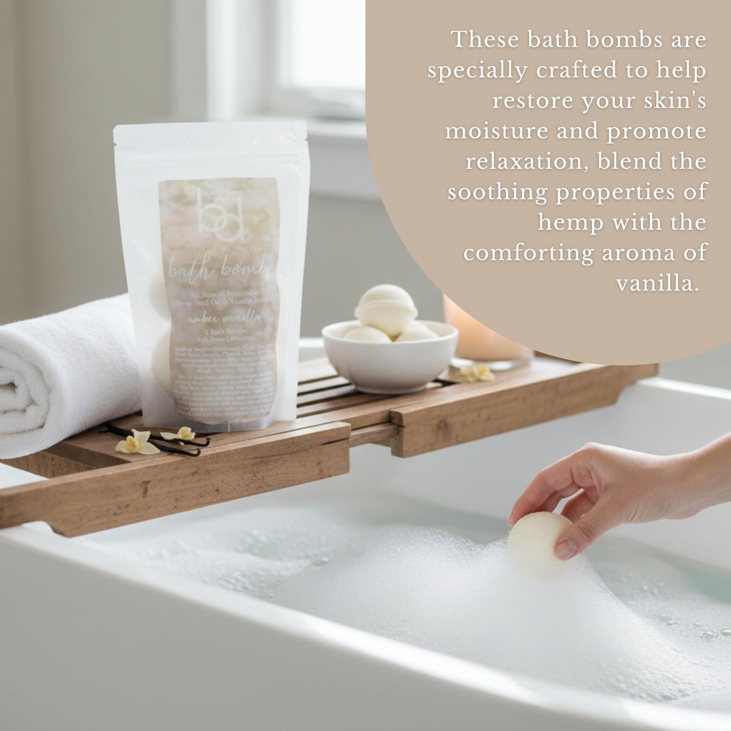 Belle & Beau Luxe Amber Vanilla Hemp Bath Bombs - Made with Organic Hemp Seed Oil and Pure Essential Oils - 8 Count Beauty and Personal Care BB BELLE & BEAU LUXE
