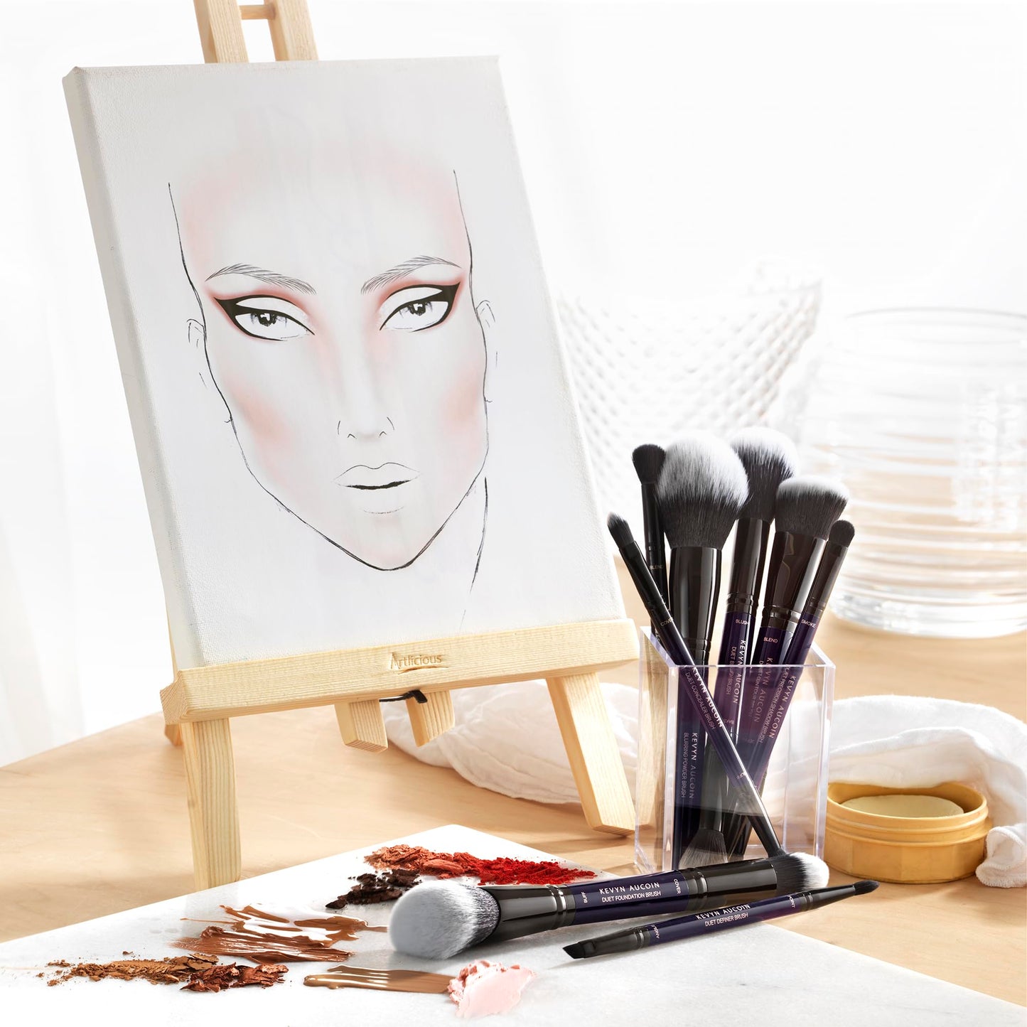 Kevyn Aucoin Duet Shadow Brush: Dual-ended eyeshadow brush for effortless blending. BASE end mimics the shape of an eyelid. BLEND end is sized Beauty & Personal Care Kevyn Aucoin
