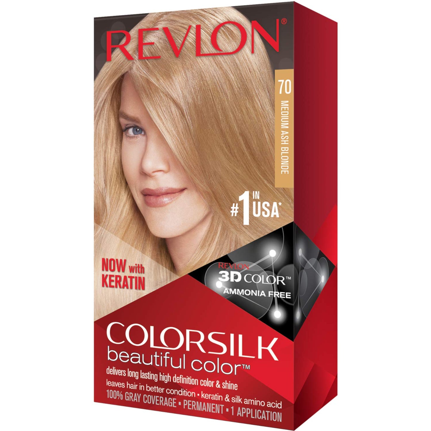 Revlon ColorSilk Hair Color 70 Medium Ash Blonde 1 Each (Pack of 2) Beauty & Personal Care REVLON