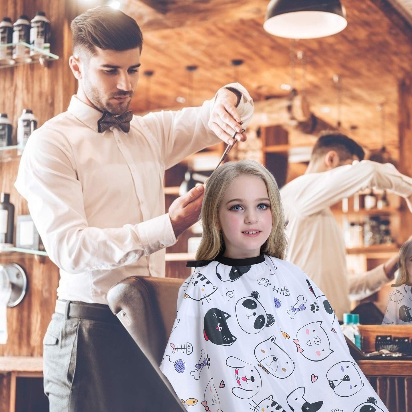 TILYIALA Kids Hair Cutting Cape,Kids Barber Cape Salon Capes for Hair Stylist Haircut Hairdresser Cape Barber Supplies (White Animals) Beauty & Personal Care TILYIALA