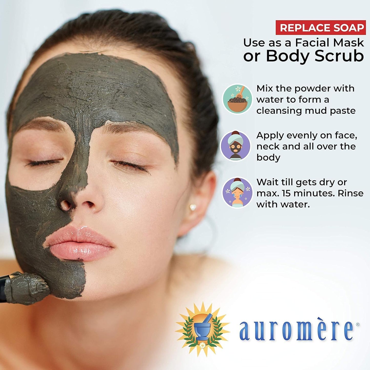 Auromere Ayurvedic Indian Healing Clay Mask for Natural Skin Care - Exfoliating Body Scrub and Facial Mask for Skin and Face Care - Mud Mask Unclogs Beauty & Personal Care Auromere