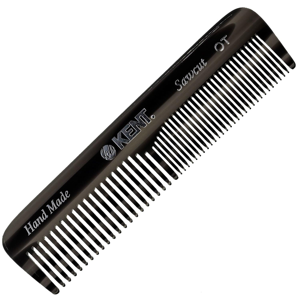 Kent OT Black Graphite Pocket Comb - Handmade Fine and Wide Tooth Hair Comb for Men, Women, and Kids - Travel, Beard, and Mustache Comb - Saw Cut and