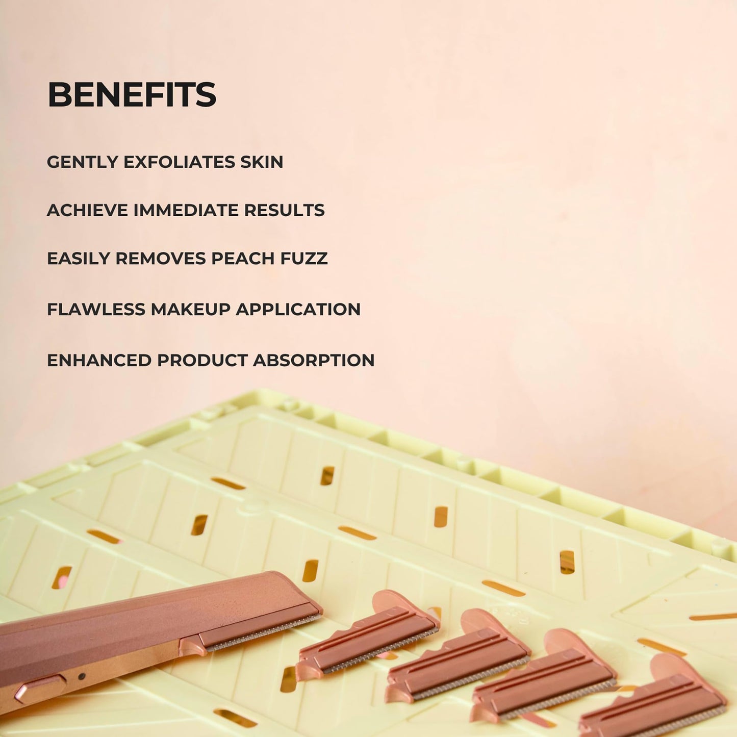 Hollywood Browzer Smoother Sonic Dermaplaner Replacement Heads - Eyebrow Razor for Women - Travel Size Eyebrow Grooming Kit Refills - Rose Gold - 4 pc Beauty and Personal Care Hollywood Browzer