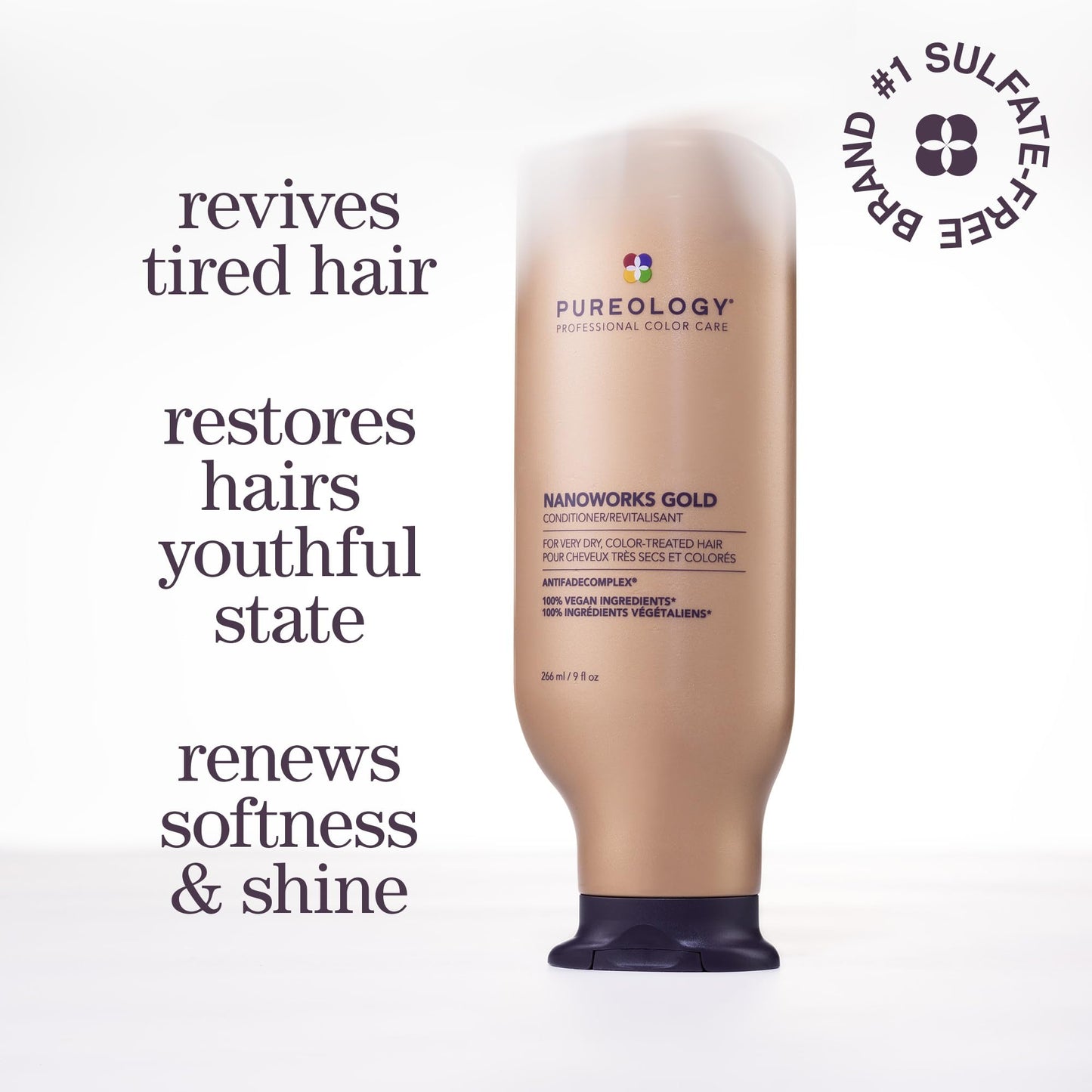 Pureology Nanoworks Gold Conditioner | For Very Dry, Color-Treated Hair | Restores & Strengthens Hair | Sulfate-Free | Vegan | Updated Packaging | Beauty & Personal Care Pureology