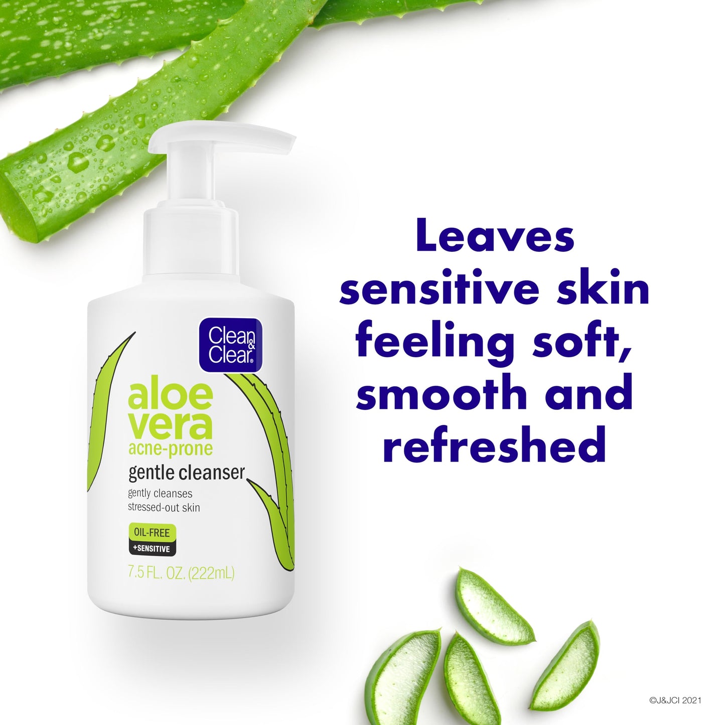 Clean & Clear Aloe Vera Gentle Facial Cleanser for Acne-Prone & Sensitive Skin, Oil-Free Daily Face Wash with Aloe Vera, Vegan, No Animal Testing Beauty & Personal Care Clean & Clear