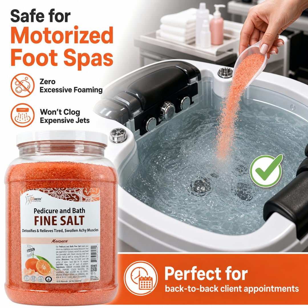 SPA REDI - Detox Foot Soak Pedicure and Bath Fine Salt, Mandarin, 128 Oz - Made with Dead Sea Salts, Argan Oil, Coconut Oil, and Essential Oil Beauty and Personal Care SPA REDI
