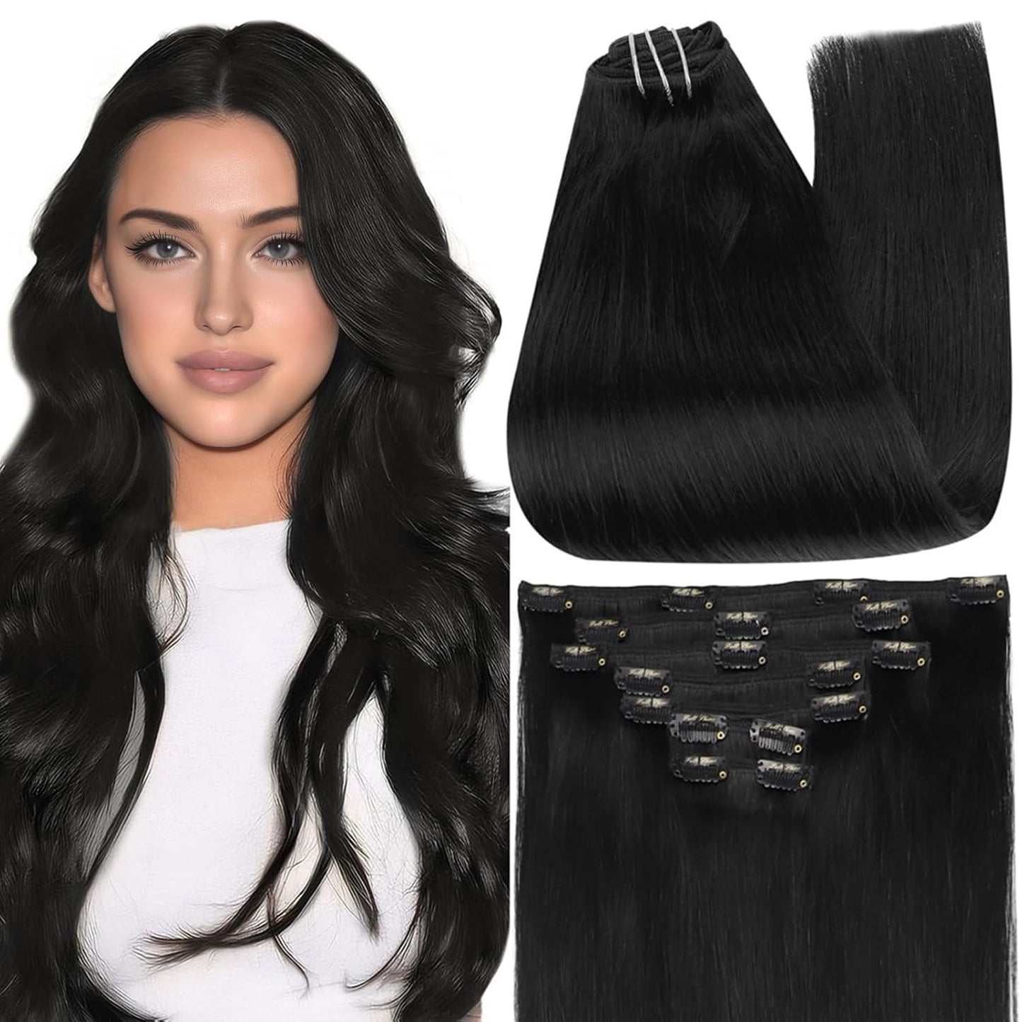 Full Shine Human Hair Extensions Clip ins 16 Inch Gray Highlights Platinum Blonde Remy Hair Clip in Extensions Silky Straight 120 Grams 7 Pcs Beauty and Personal Care Full Shine Default Title