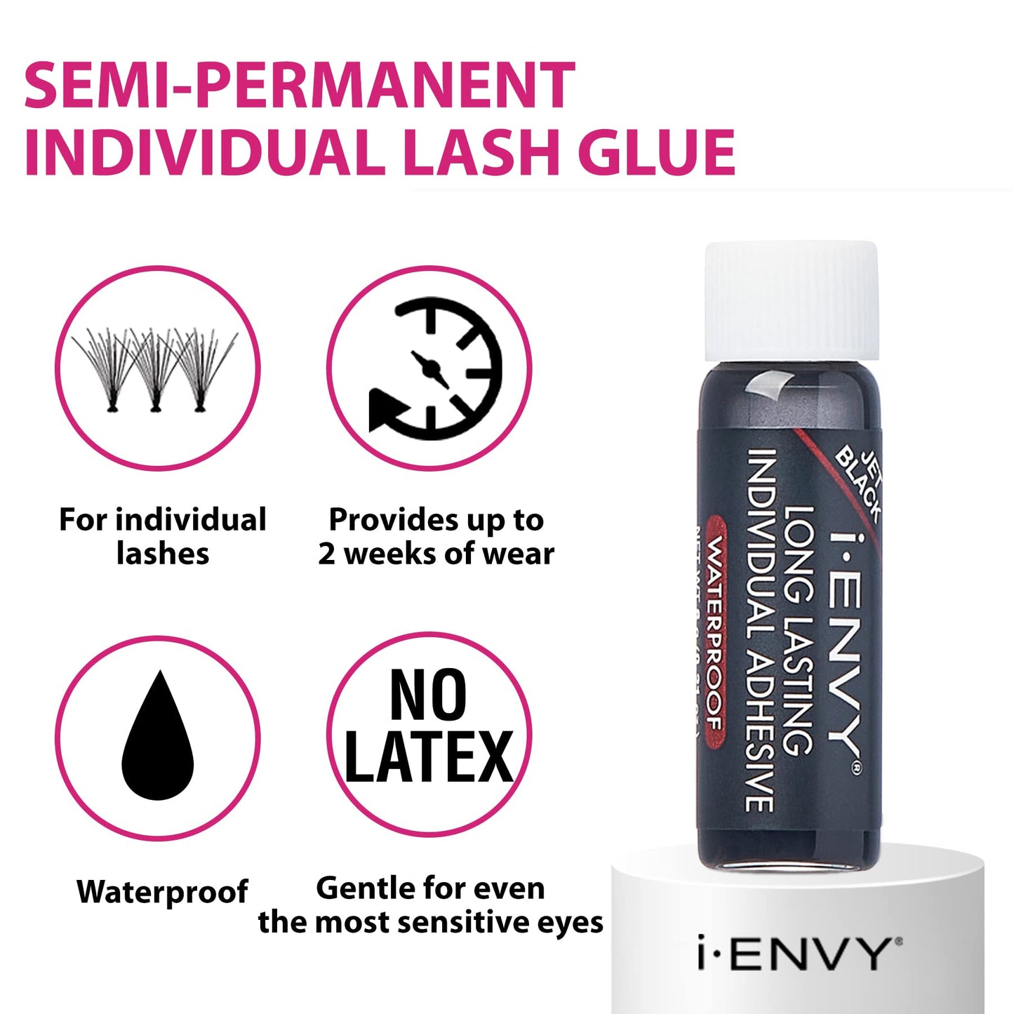 i-Envy Semi-Permanent Lash Glue Adhesive for Individual Cluster Lashes & Lash Extension, Waterproof Strong Hold, Long-Lasting Up to 2 Weeks Beauty & Personal Care i•ENVY