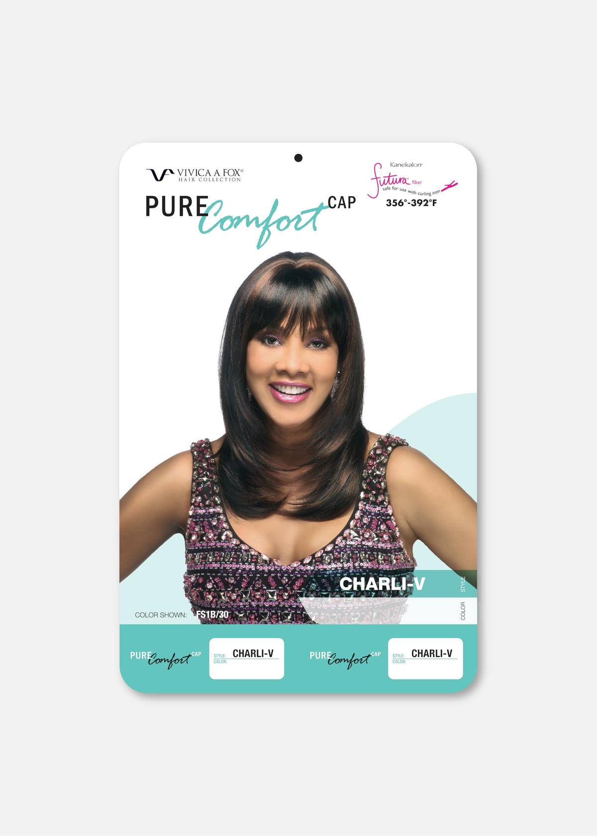 Vivica A. Fox CHARLI-V, Heat Resistant Fiber, Pure Comfort Cap, Long Layered Straight Wig with Curved Ends, Center Skin Part, Comfortable Full Wig