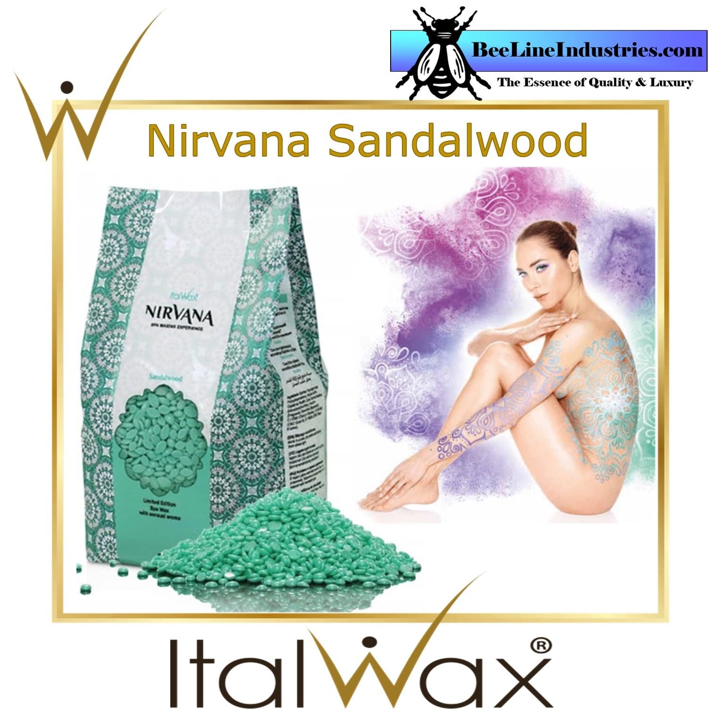 ItalWax Sandalwood Nirvana Premium SPA - Hard Stripless Wax Beads 2.2 lbs. - 1 kg. Beauty and Personal Care Bee Line Industries